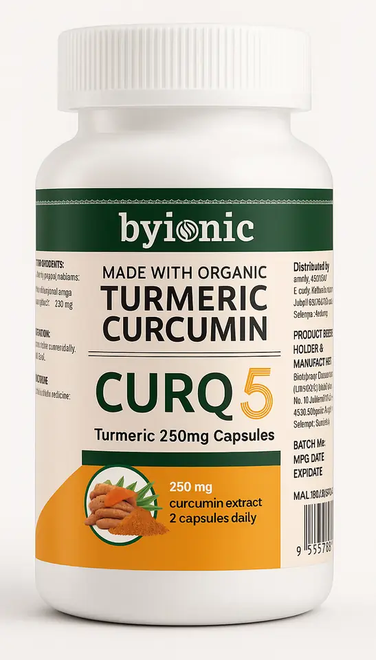 CURQ5 Turmeric 250mg Capsule Bottle